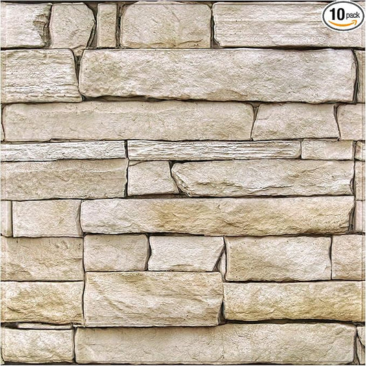 COMSTICKC 3D Peel and Stick Faux Stone Wall Sticker, Ultra-Light Thin PVC Rock