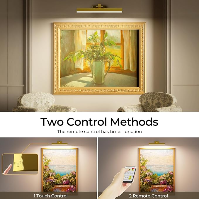 Afyuol Picture Lights for Wall, Battery Operated Picture Light 16in Art Light