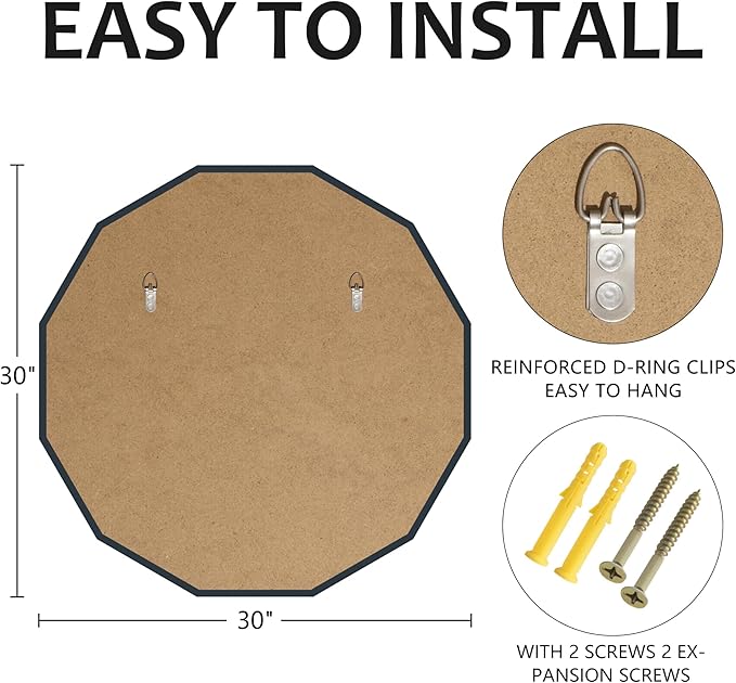 Bathroom Mirrors for Over Sink, Round Frameless Mirrors for Wall, 30x30 Inch
