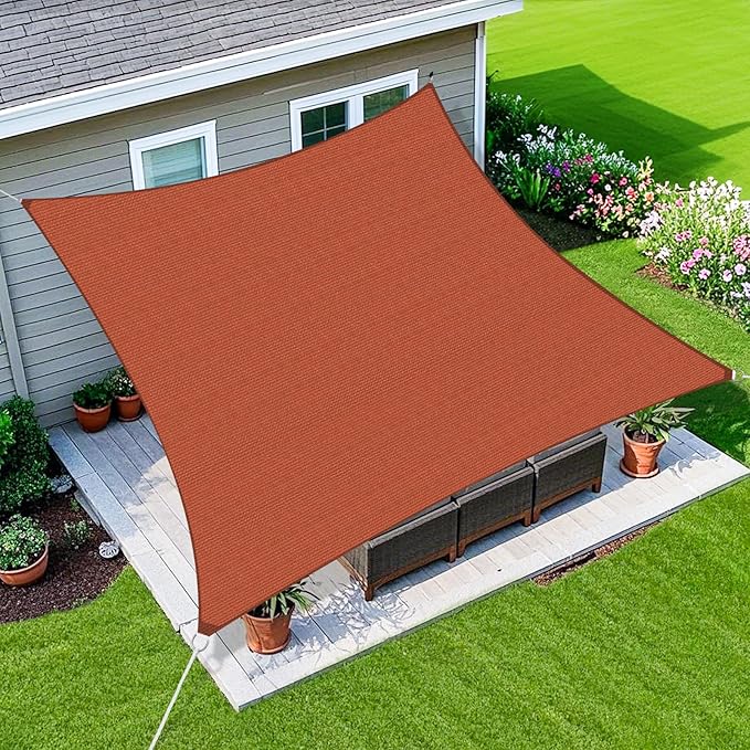 Amagenix Sun Shade Sail 16X32 Curved Edge Outdoor Shade Canopy Rust Red Breathable 95% UV Block Shade Cloth for Patio Garden Backyard (We Make Custom Size)