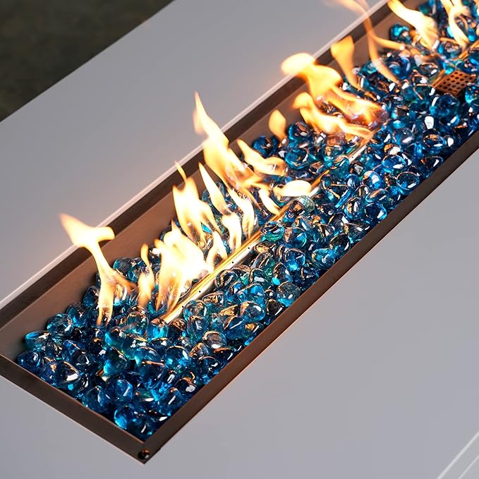 Mr. Fireglass 10 Pounds Blended Fire Glass Diamonds for Fireplace Fire Pit & Lanscaping - 1 inch High Luster Caribbean Blue Fire Rocks (Pack of 2)