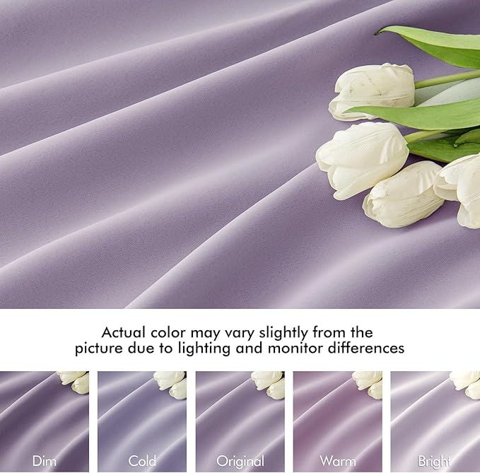MIULEE Lilac Back Tab Blackout Curtains 90 Inches Long 2 Panels Set