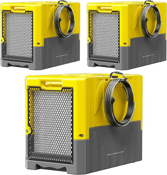 190Pints Commercial Dehumidifier for Basements with Pump Drain Hose, LGR Dehumidifiers with Wheels, Crawl Space Dehumidifier for Basement, Warehouse and Garages Up to 6000Sq, Yellow-2026 Upgraded-3PC
