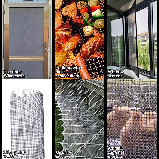 Wire Mesh Roll 20 Mesh 304 Stainless Steel Woven Wire Screen Mesh Never Rust，Pest Rat Mesh for Preventing Rats Squirrel and Mouse Access 11.8 in X 9.84 Ft TXZWJZ (Black)