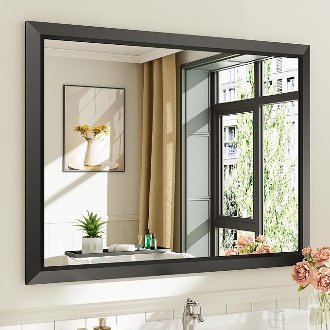 Briivue 40x30 Inch Black Bathroom Mirror