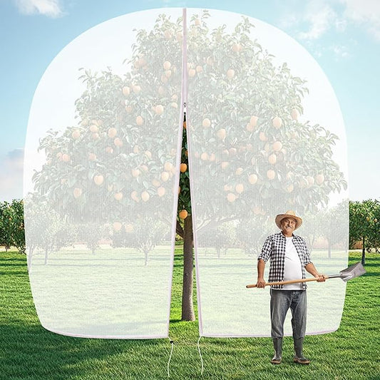10 X 14FT Large Fruit Tree Netting, Tree Nets for Fruit Trees with Zipper and Drawstring, Insect Netting Barrier for Garden Blueberry Bushes Cherry Peach Apple Protection from Squirrels Birds Pests