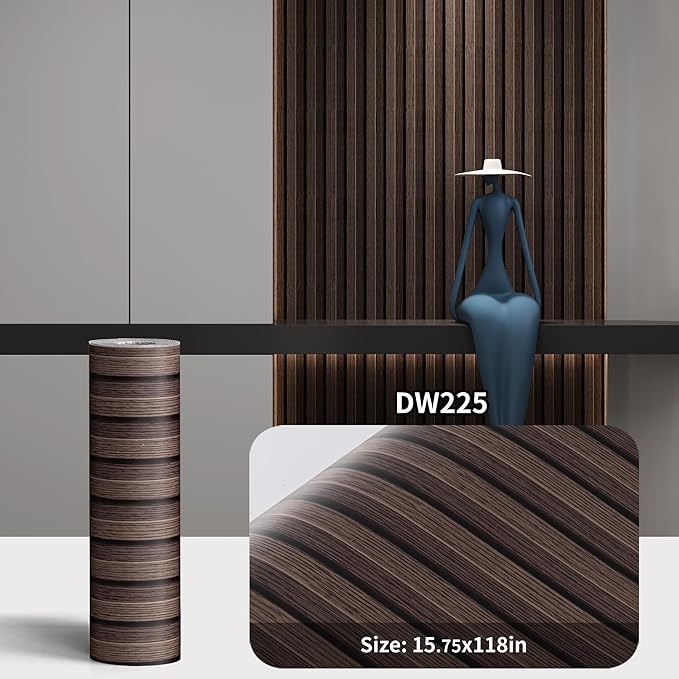 Haimin Wood Grain Slat Wall Panels Peel and Stick Faux Wood Thick Wallpaper