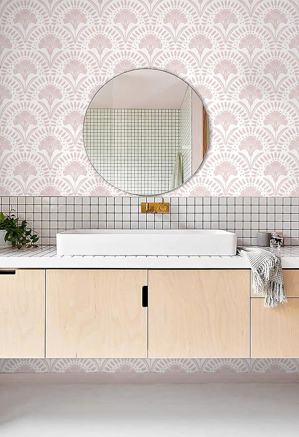 Timeet 17.7 in × 78.7 in Boho Peel and Stick Wallpaper Pink Floral Contact