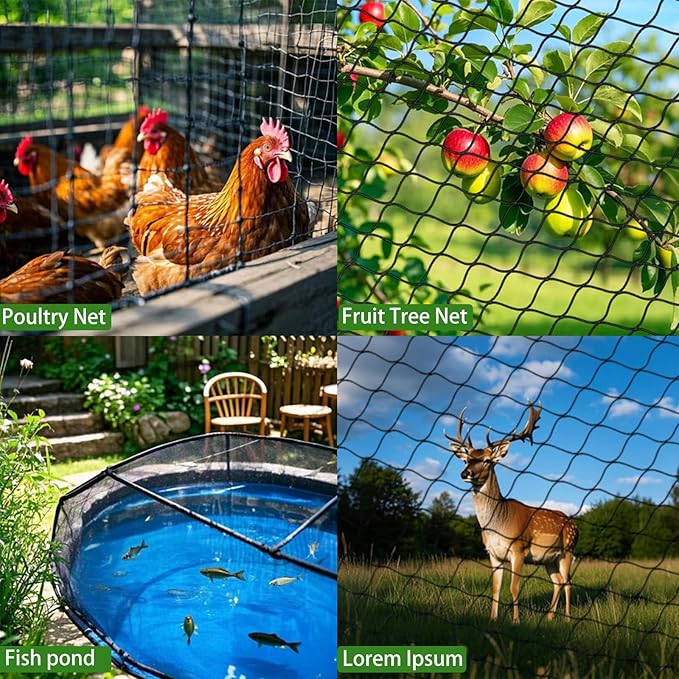 30 x 50 FT Bird Netting for Garden, 1" Square Mesh Size Heavy Duty Nylon Chicken Coop Netting for Blueberry Bushes, Fruit Trees and Vegetable Against Birds, Deer, Squirrels (30X50FT)