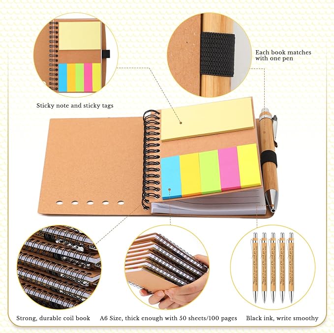 Jetec Inspirational Notebooks Bulk Spiral Notebook with Sticky Notepad Motivational Pens Valentines Day Gifts for for Employee Coworker Nurse Staff Teacher Nurse Volunteer(12 Sets,Difference Maker)