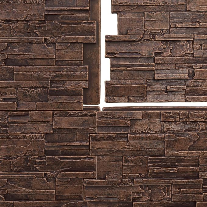 EverStone Cascade Faux Stone Panel, 48 5/8"W x 24 3/4"H x 1 1/4"D, Sequoia