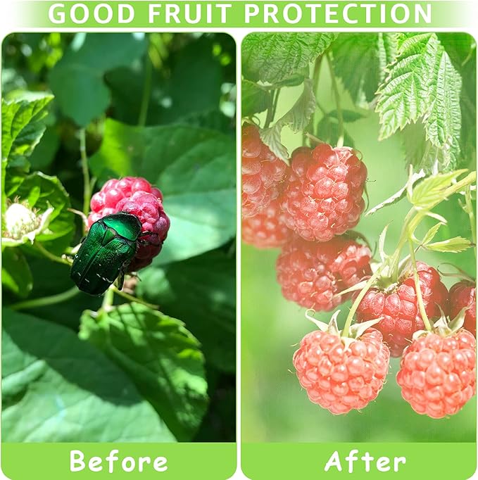 MIXC 100 Pcs Fruit Protection Bags,6''×8''Fruit Netting Bags for Fruit Trees Fruit Cover Mesh Bag with Drawstring Netting Barrier Bags for Plant Fruit Flower, Green