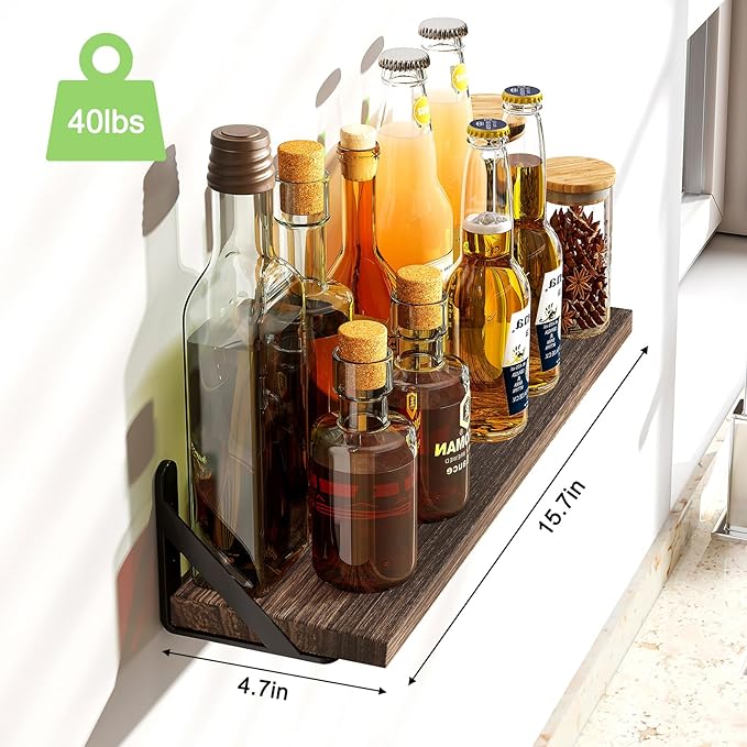 Fixwal Floating Shelves, Width 4.7in Rustic Wood Wall Shelves Set of 8