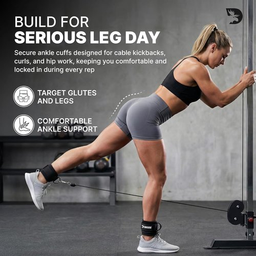 DMoose Fitness Ankle Strap - Premium Padded Cuffs for Cable Machines | One Size Fits All for Booty & Leg Workouts