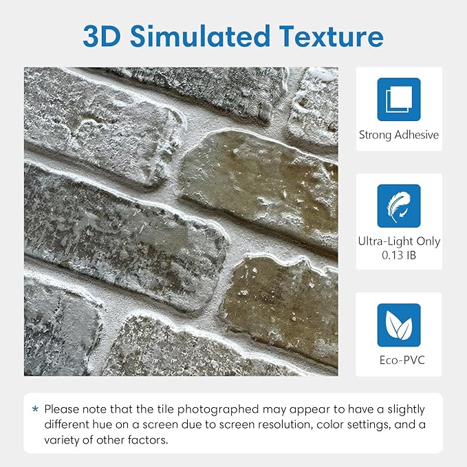 COMSTICKC 3D Faux Brick Wall Panel Peel and Stick, Small Size, Ultra-Light PVC