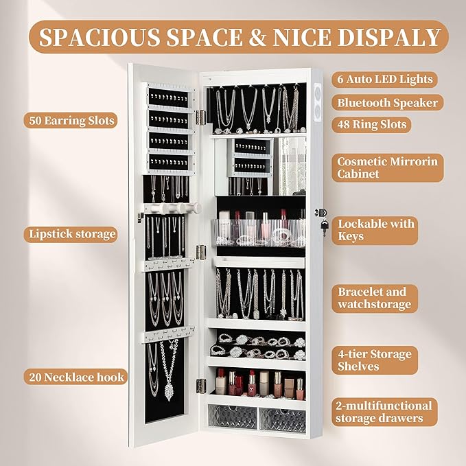 LED Mirror Jewelry Cabinet
