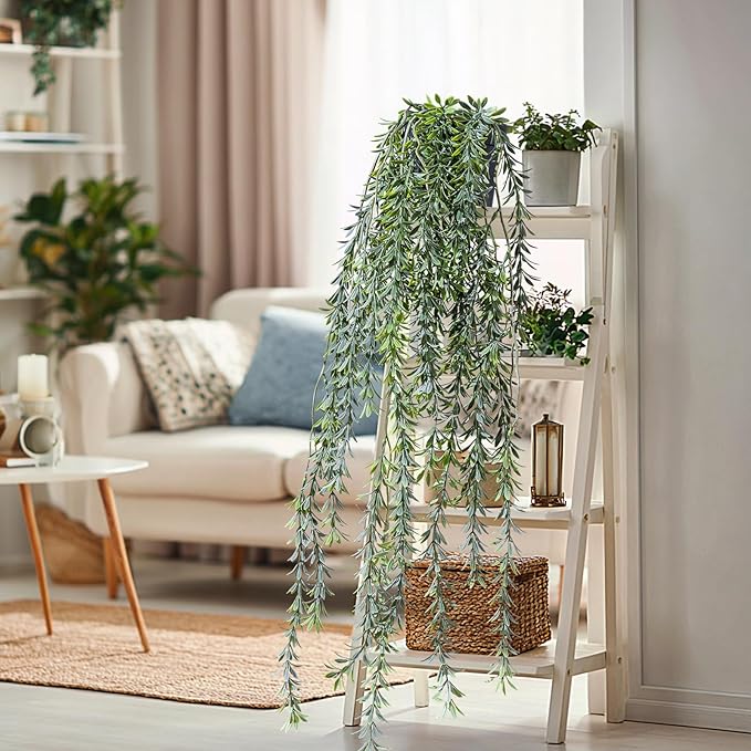 Artificial Hanging Plant 2 Pcs Faux Plant Ivy Vine Faux Eucalyptus Vines Fake