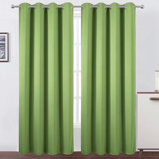 LEMOMO Blackout Curtains 66 x 95 inch/Light Green Curtains Set of 2