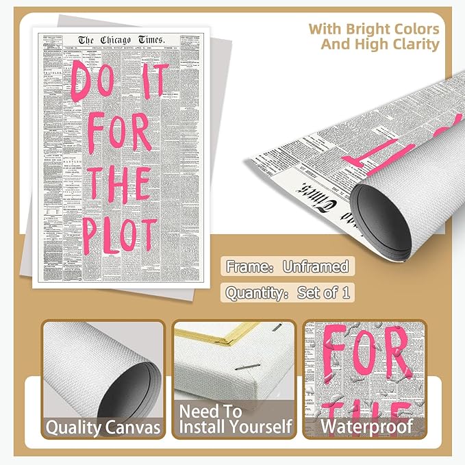 Liyark Retro Black And White Chicago Newspaper Poster Pink Trendy Preppy