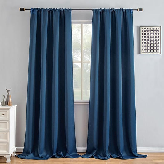 IGEMAEVE Blackout Curtains 108 Inch Length 2 Panels Set, Rod Pocket Energy
