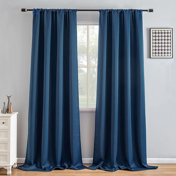 IGEMAEVE Blackout Curtains 96 Inch Length 2 Panels Set, Rod Pocket Energy