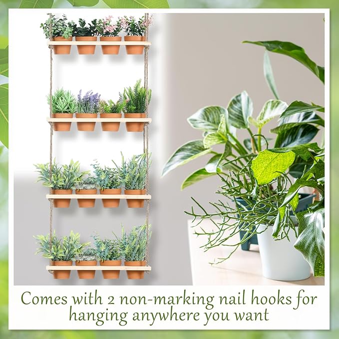 FillTouch 4 Tiered Window Plant Shelves Hanging Herb Planter Indoor Display