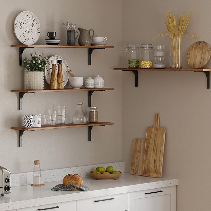 DINZI LVJ Long Wall Shelves, 39.4Inch Wall Mounted Shelves Set of 2, Extra