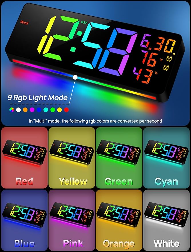 MASHI 17.3" Large Digital Wall Mount Clock, Digital Clock