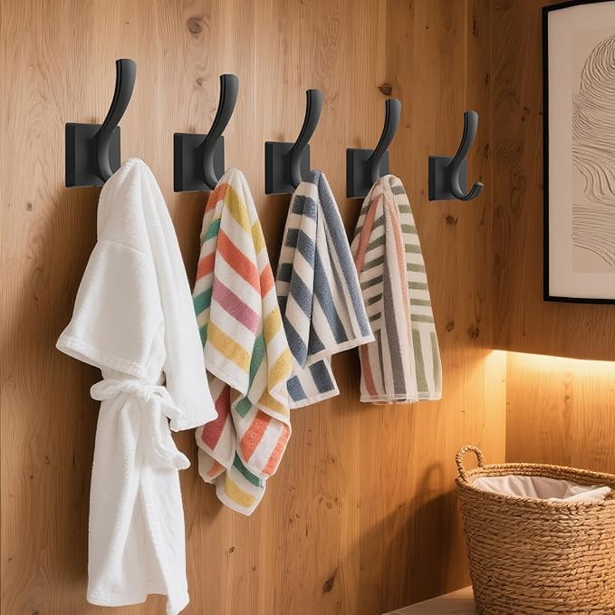 TOFIIGREM Black Towel Hooks Coat Hook, Towels Robe Holder