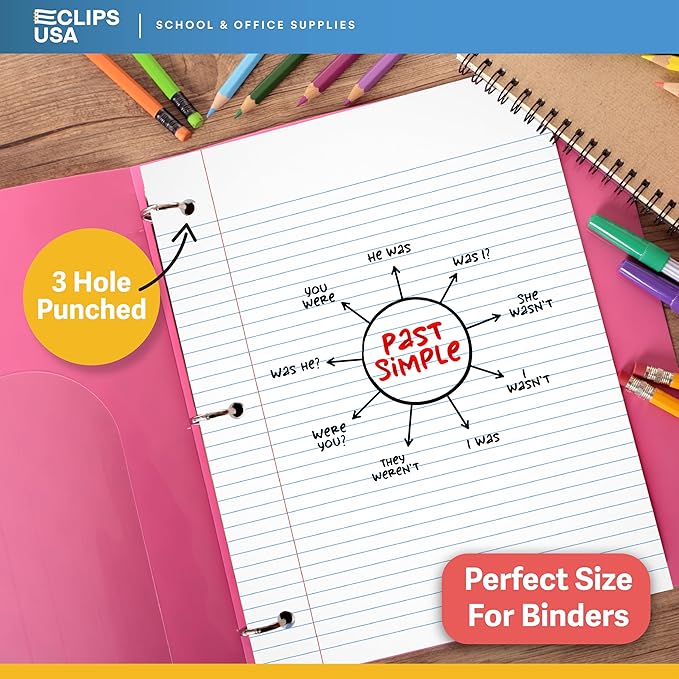 Loose Leaf Paper College Ruled Notebook Paper College Ruled Lined Writing Filler Paper 10.5” x 8” 2400 Sheets 100 Sheets Per Pack 60 gsm (24 Pack)