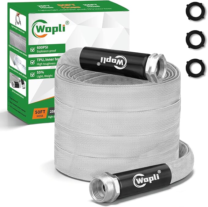 Garden Hose 50ft, Ultra-Light & Flexible Water Hose, Durable, All-Weather, Made of TPU-Drinking Water Safe, Easy to Store & Coil, Kink-Free, Camping, Car Wash, Yard, Garden and Home, Gray