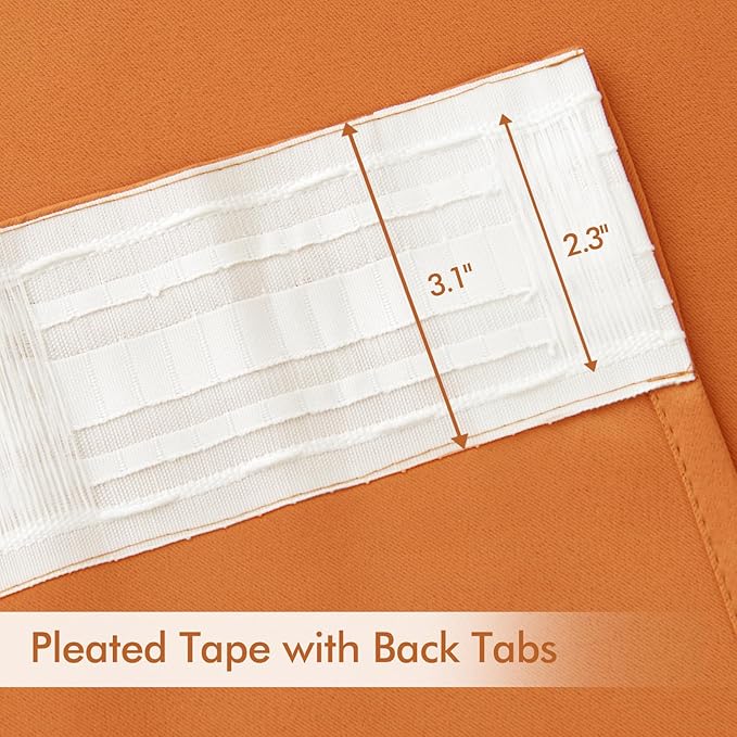 MIULEE 2 Panels Orange Back Tab Blackout Curtains 84 Inch Length