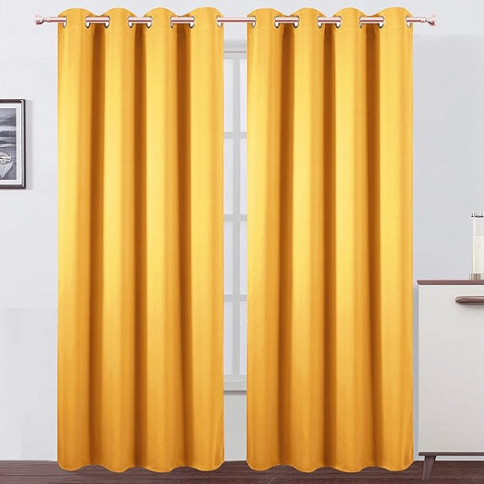 LEMOMO Yellow Thermal Blackout Curtains/52 x 95 Inch/Set of 2 Panels Room