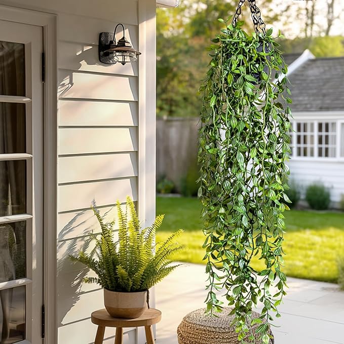 Artificial Hanging Plant 2 Pcs Faux Plant Ivy Vine Faux Eucalyptus Vines Fake