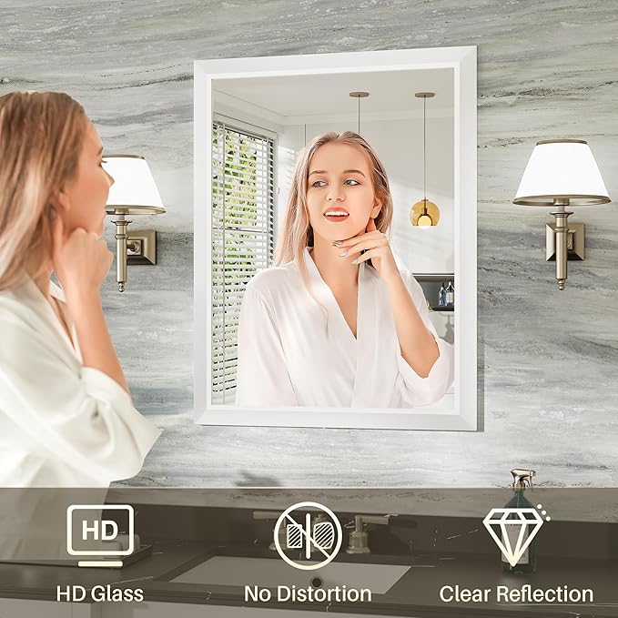 28x36 Inch White Bathroom Mirror