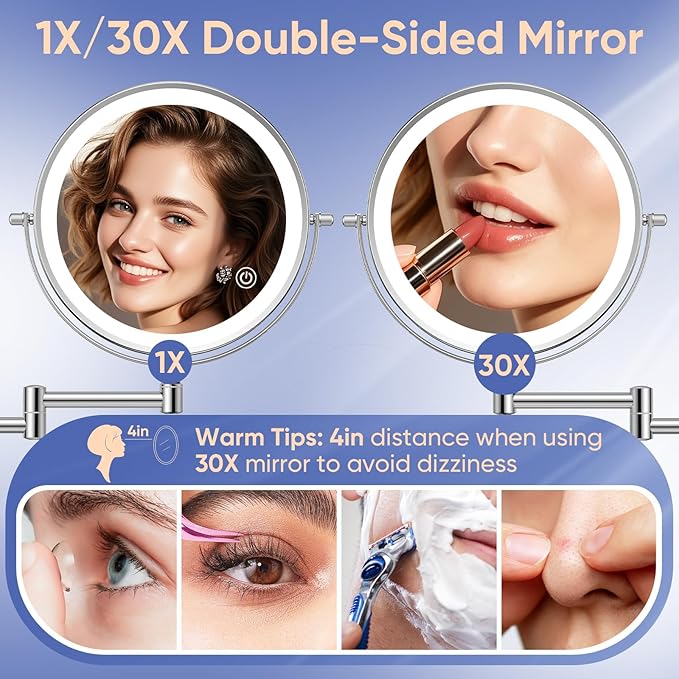 FUNTOUCH 9" Wall Mounted Makeup Mirror