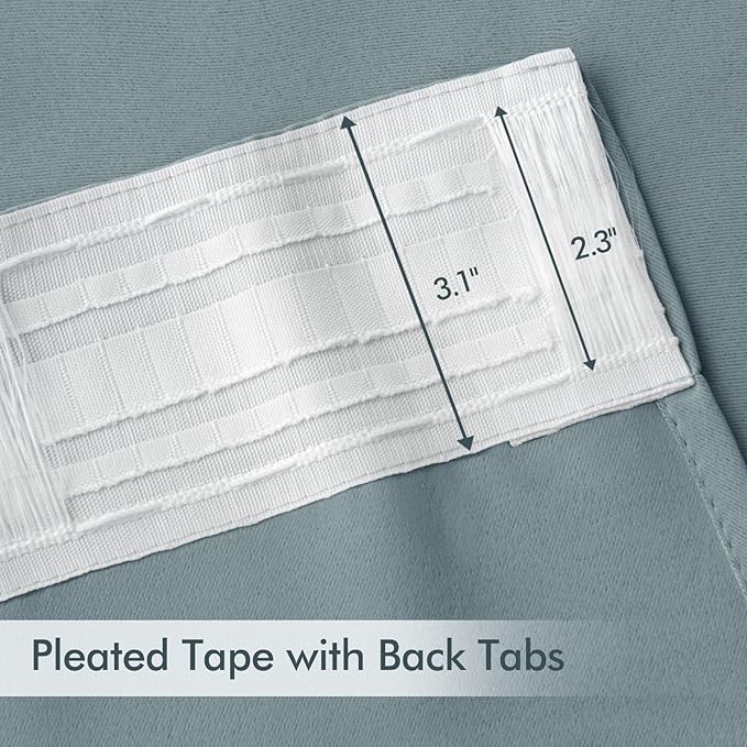 MIULEE Slate Blue Back Tab Blackout Curtains 90 Inches Long 2 Panels Set
