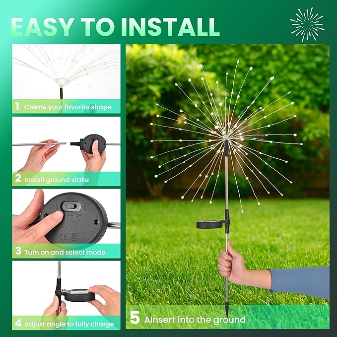 PEVOROS Garden Decor Solar Lights Outdoor,6 Pack 120LED Waterproof Colorful Solar Garden Lights Your Outdoor Decoration,Yard, Patio, Porch,Flower Pot,Pathway, for 4th of July(Green)