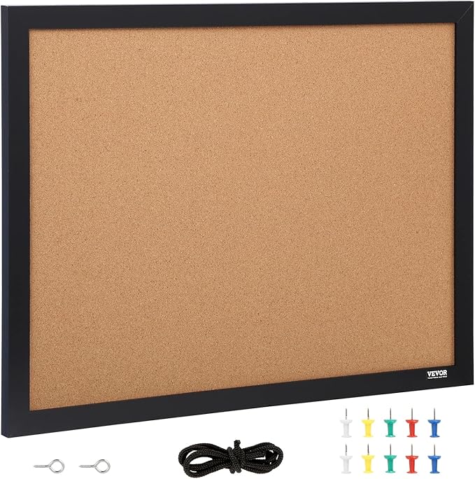 VEVOR Cork Board for Walls, Double-Sided Cork 24" x 18" Bulletin Board Vision