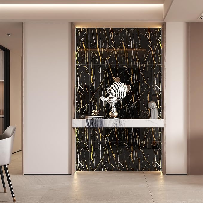 Haimin Wall Panels Peel and Stick 10 Pieces 23.6x11.8in Black Lightweight