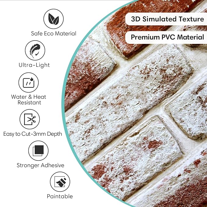 Commomy Faux Brick 3D Wall Panels