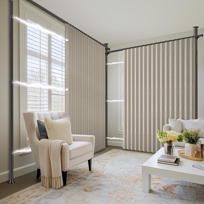 100% Blackout Room Divider Curtains Sets Cream White W100 x L96 in, 2 Panels