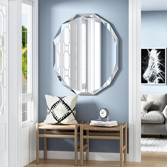 Bathroom Mirrors for Over Sink, Round Frameless Mirrors for Wall, 30x36 Inch