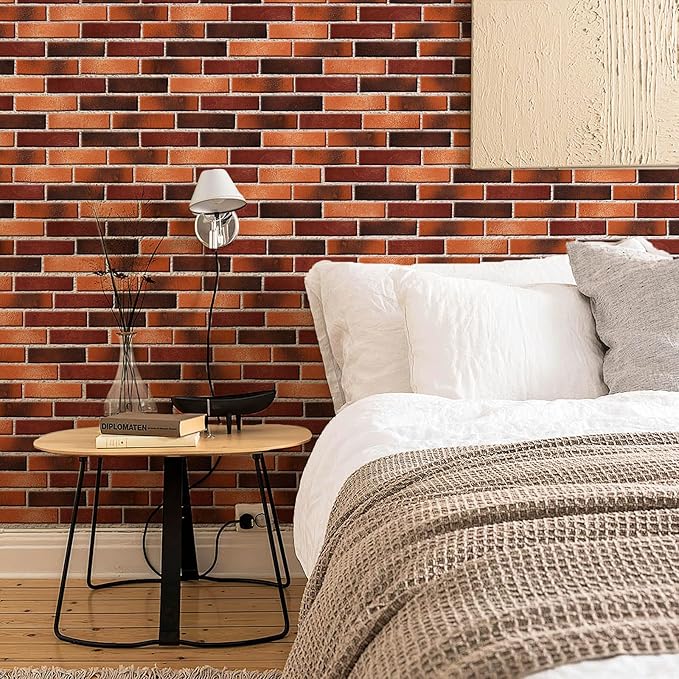 Red Faux Brick Wall Tiles, 3D Thin Brick Veneers