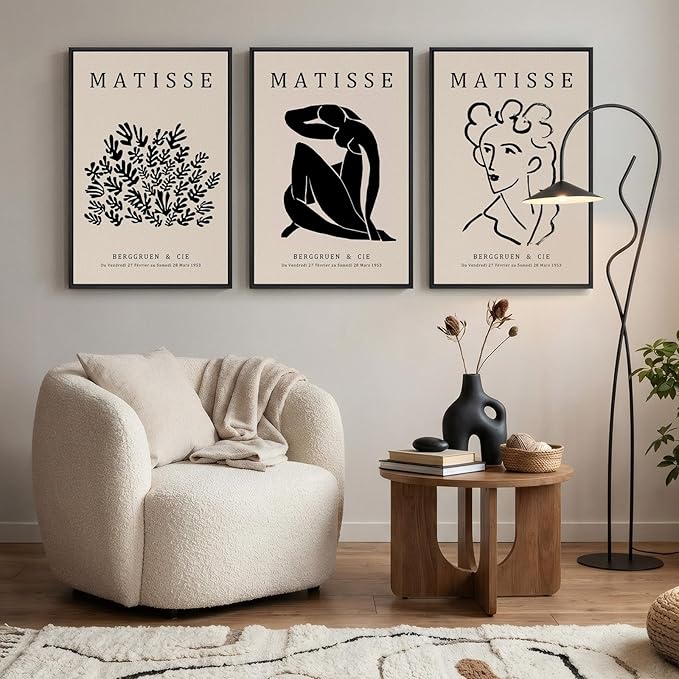 Framed Matisse Canvas Wall Art for Living Room, Modern Aesthetic Pictures for