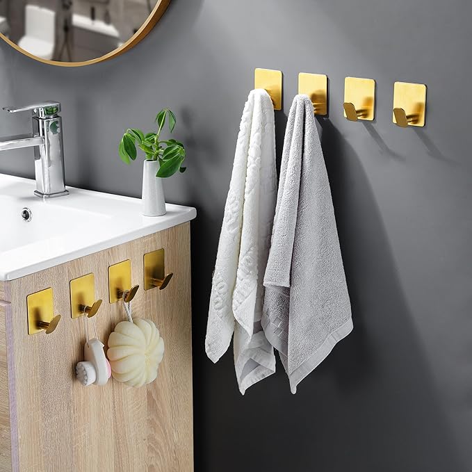 DELITON 8 Pack Gold Wall Hooks