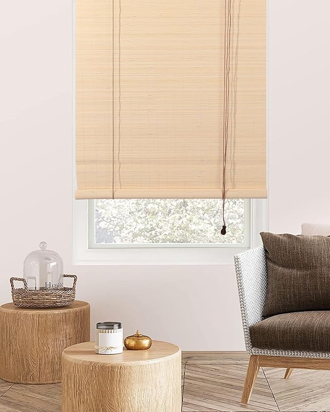 FoundGo Retro Bamboo Blinds 60" W x 72" H Bamboo Roman Shades Light Filtering