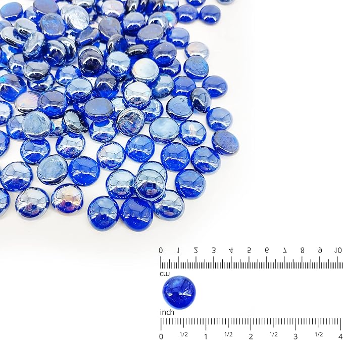 5 Pound 3/4 Inch Fire Glass Beads for Natural or Propane Fire Pit Fireplace and Landscaping, Cobalt Blue