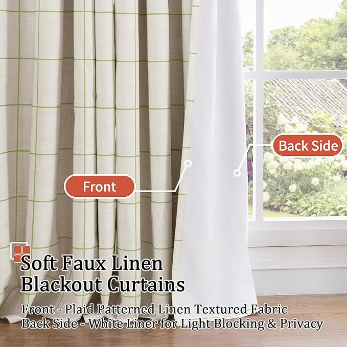 Lajode Sage Green Linen Blackout Curtains