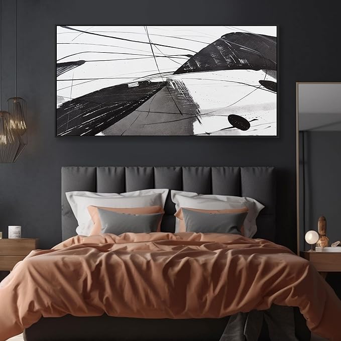 Abstract Canvas Art Home Wall Decor Black and White Abstract Wall Art Framed